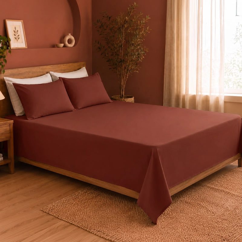 Fort Nightingale - Solid Bedsheet (Maroon)-7
