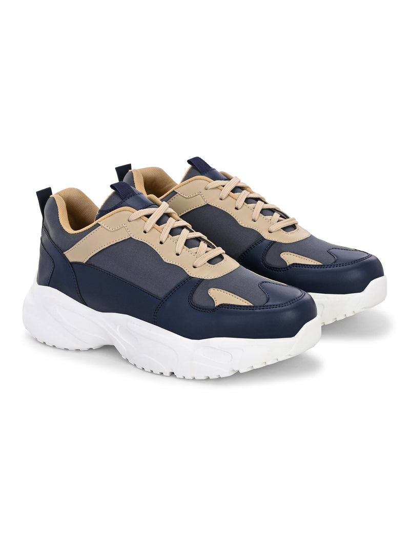 EL PASO Men Blue Faux Leather Casual Lace Up Sneakers-6