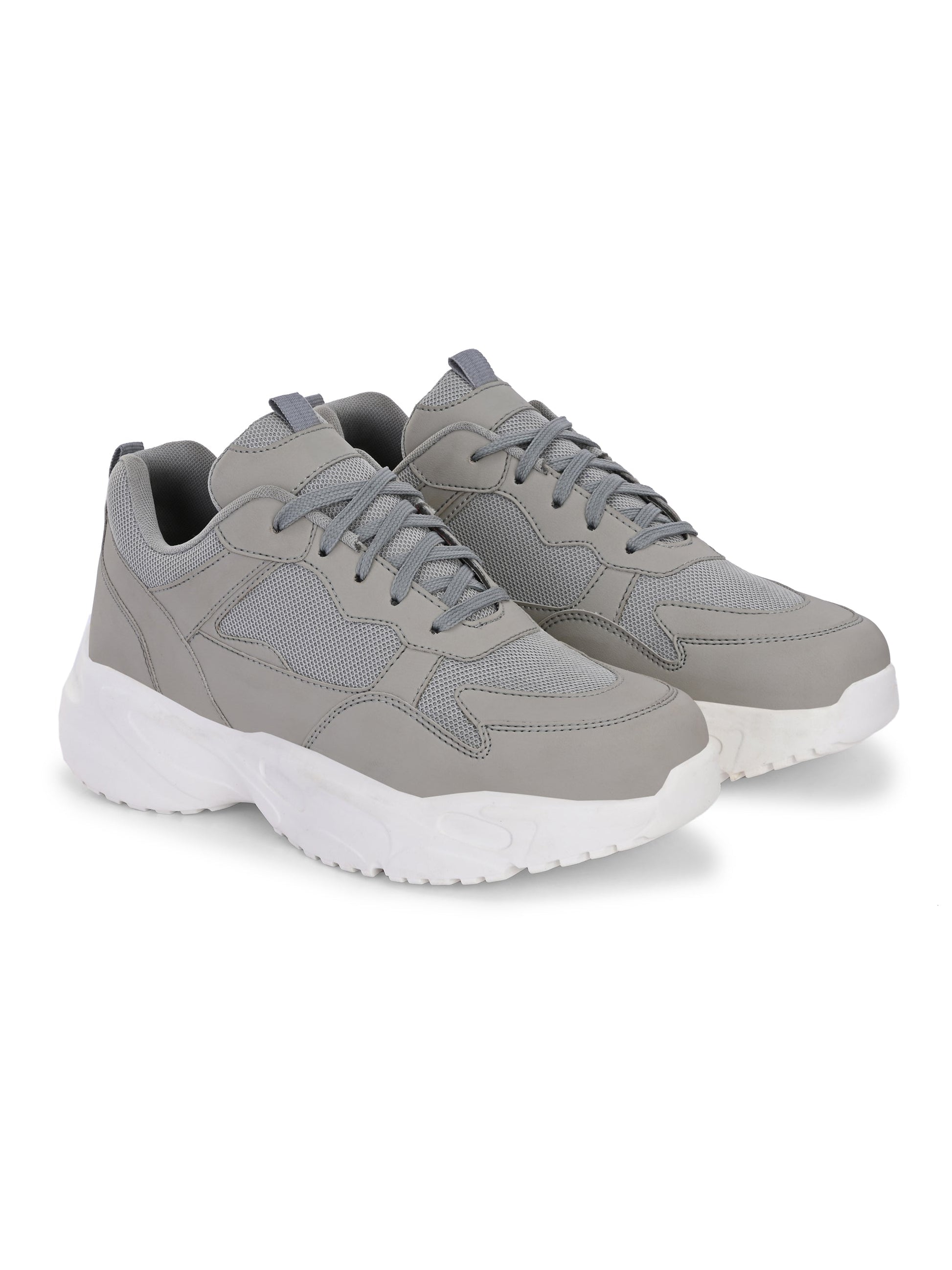 EL PASO Men Grey Faux Leather Casual Lace Up Sneakers-6
