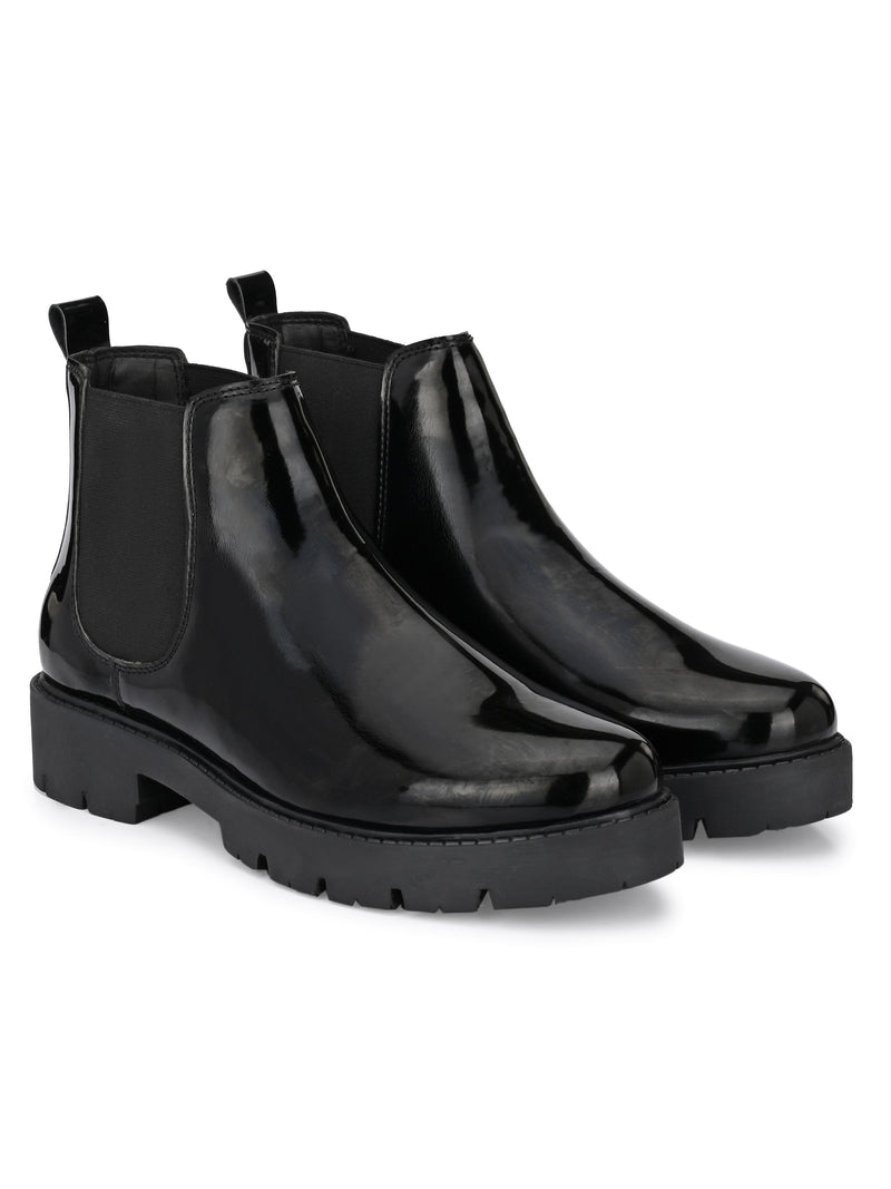 Matte Black Block Heel Boots