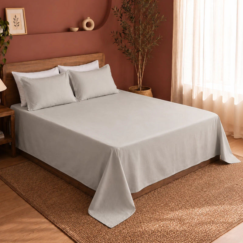Fort Nightingale - Solid Bedsheet (Light Grey)-7