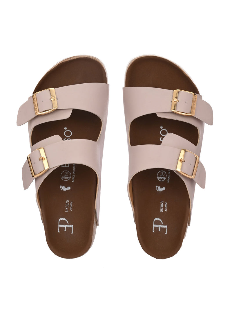 Luxurious Camel Leather Double-Strap Sandal For Women-7