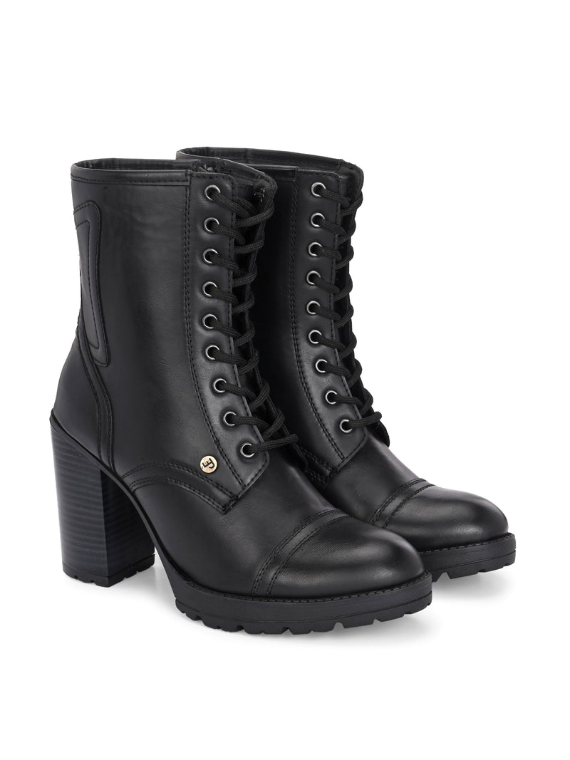 EL PASO Women Faux Leather Casual Lace Up Boots-6