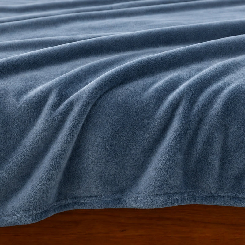 Fort Mellow - Solid Plush Blanket (Frost Blue)-7