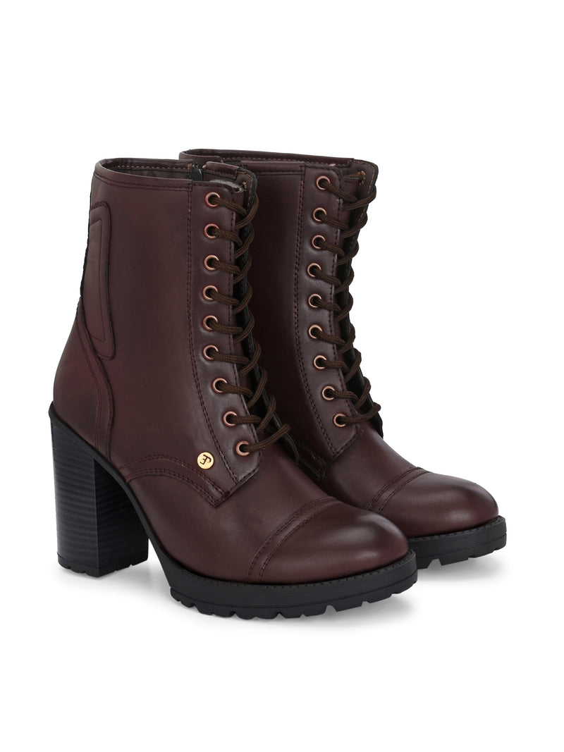 EL PASO Women Faux Leather Casual Lace Up Boots-13