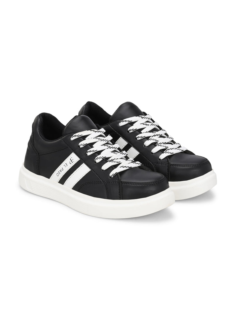 EL PASO Faux Leather Casual Lace Up Sneakers For Women-24