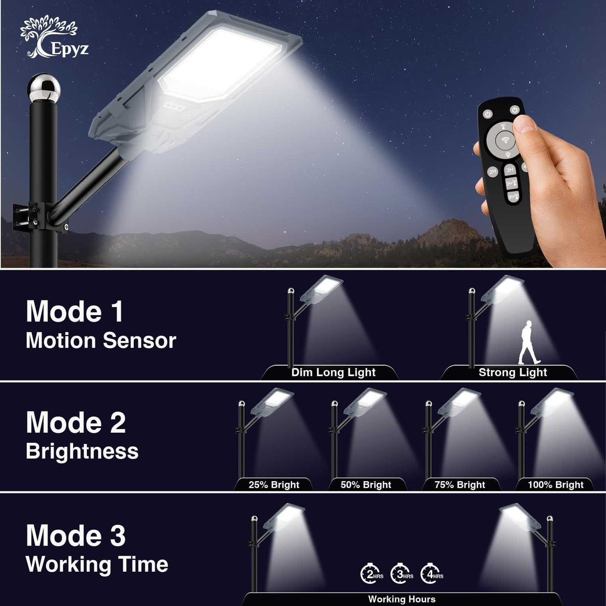 100W SOLAR STREET LIGHT WITH MOTION SENSOR