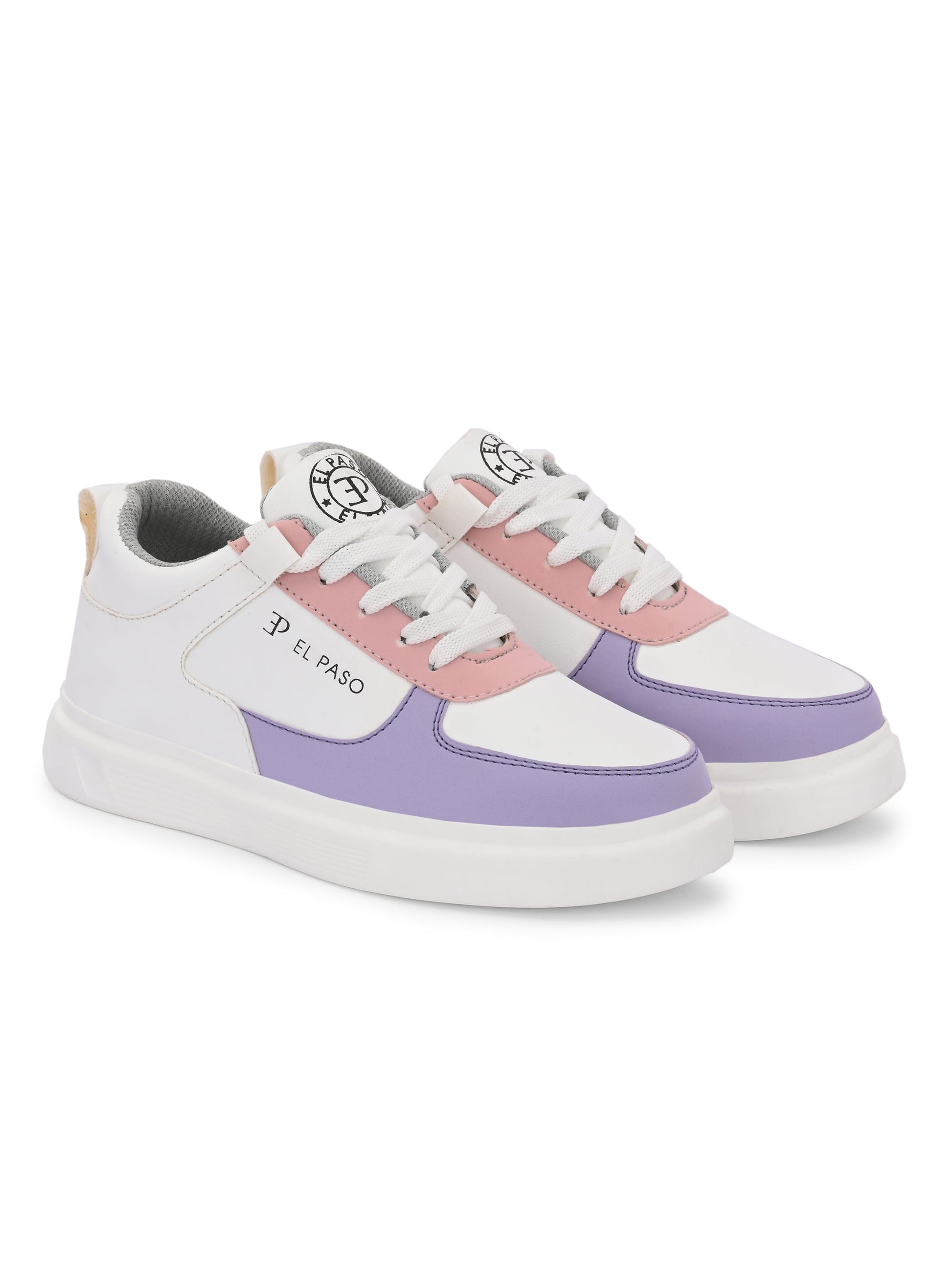 EL PASO Faux Leather Casual Lace Up Sneakers For Women-35