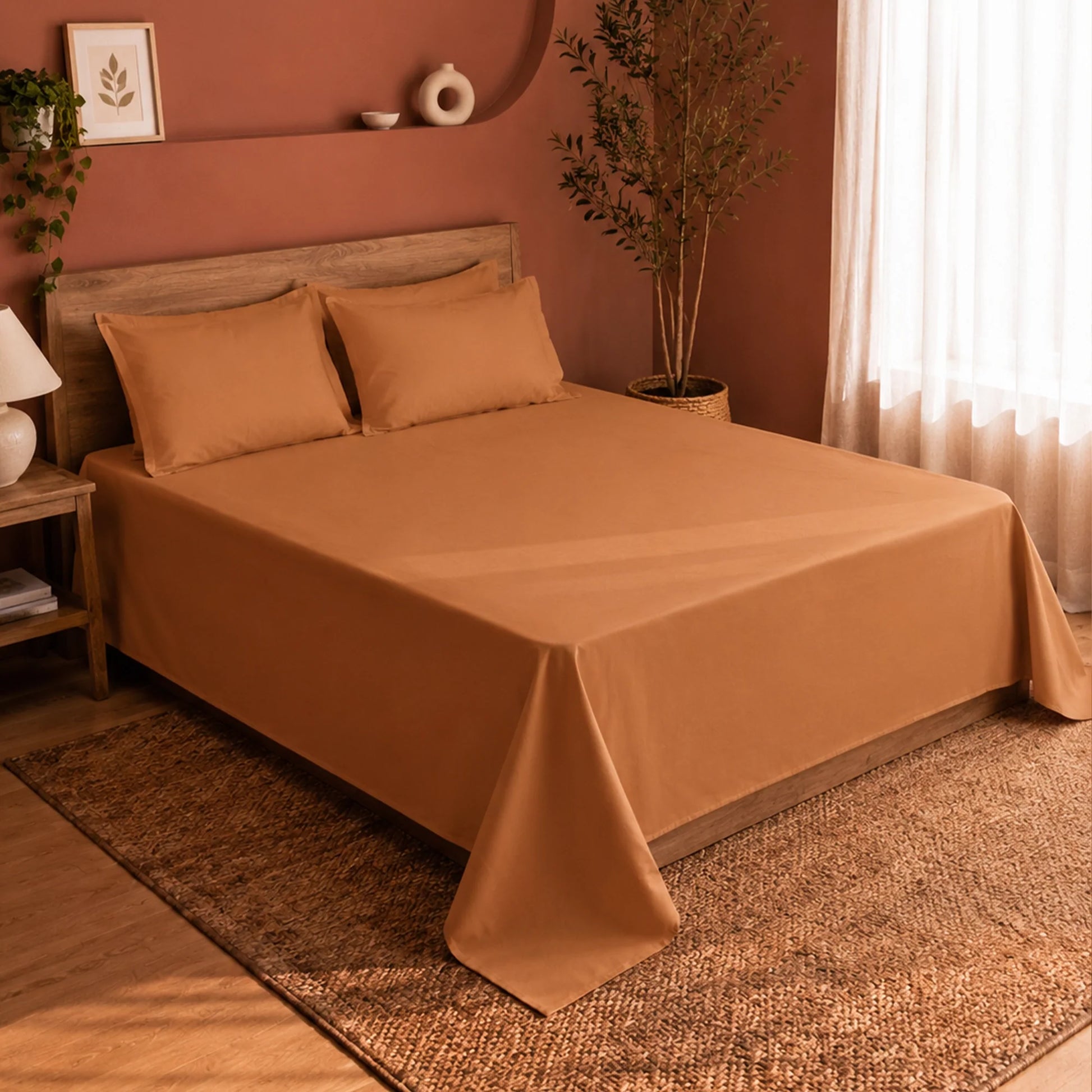 Fort Nightingale - Solid Bedsheet (Taupe)-7