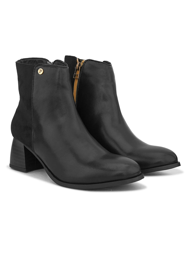 EL PASO Women Black Faux Leather Casual Chelsea Boots-6