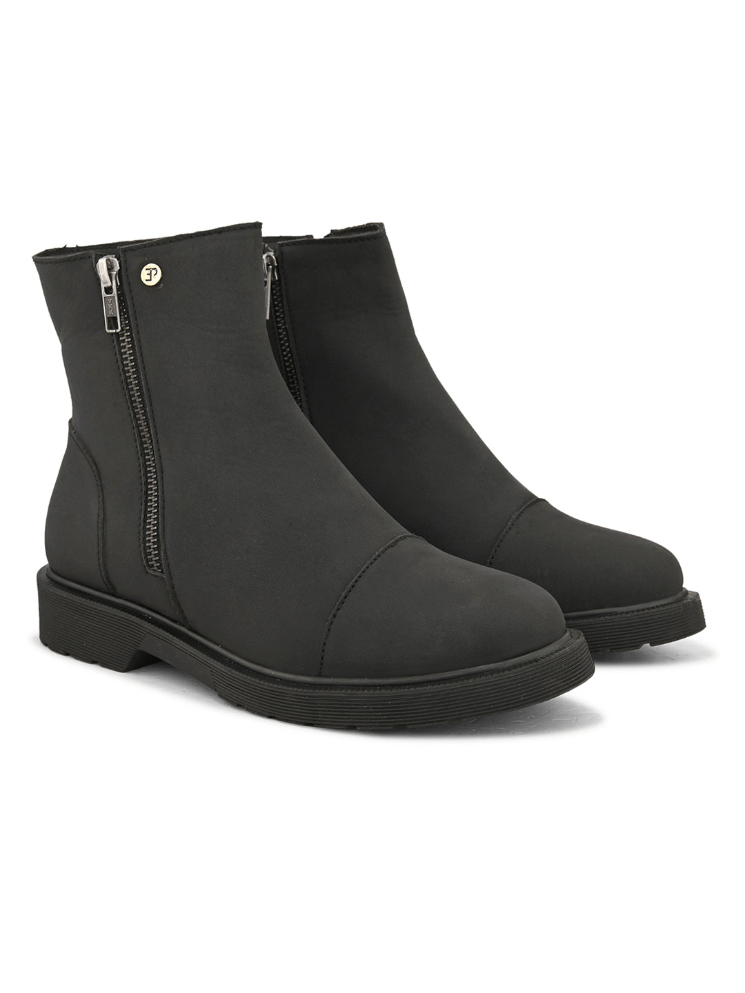 EL PASO Women Black Faux Leather Casual Chelsea Boots-6