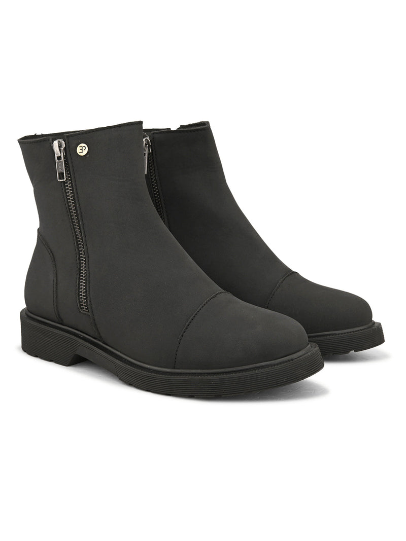 EL PASO Women Black Faux Leather Casual Chelsea Boots-6