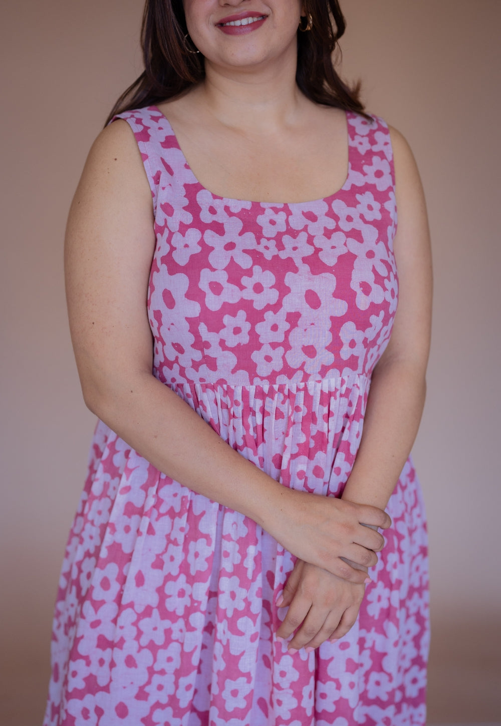 Sidra Pink Batik MulMul A Line Dress