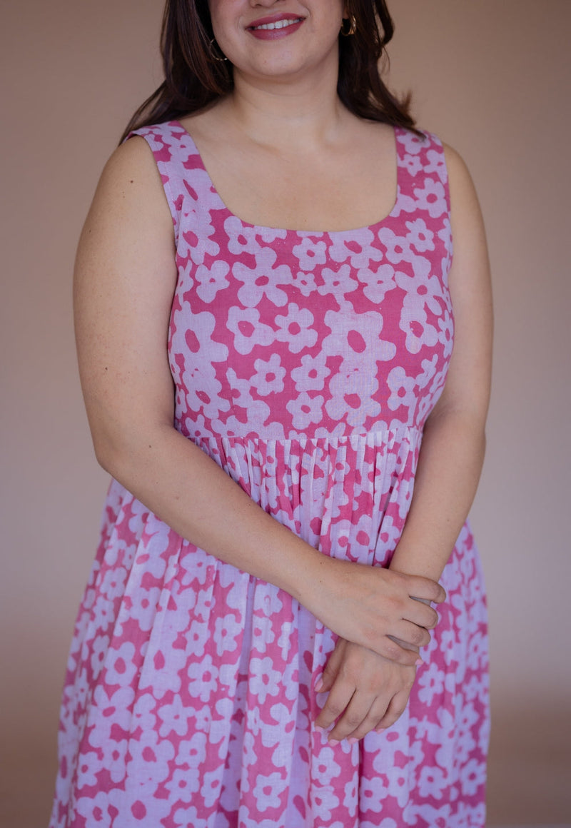 Sidra Pink Batik MulMul A Line Dress
