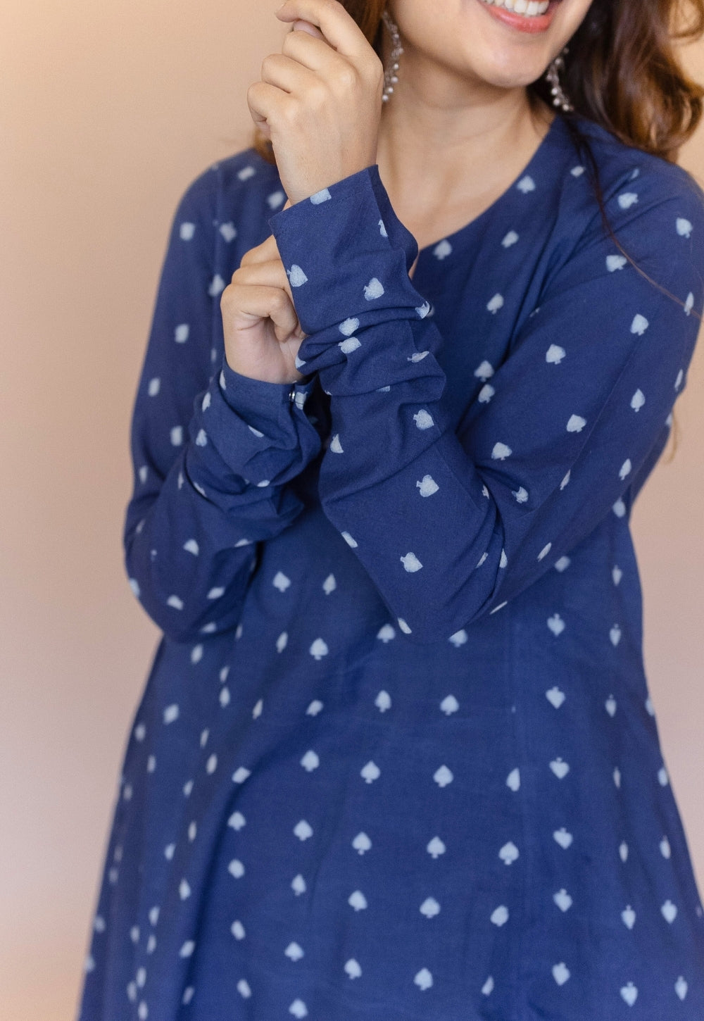 Shinat Blue Dabu Cotton Kali Kurta