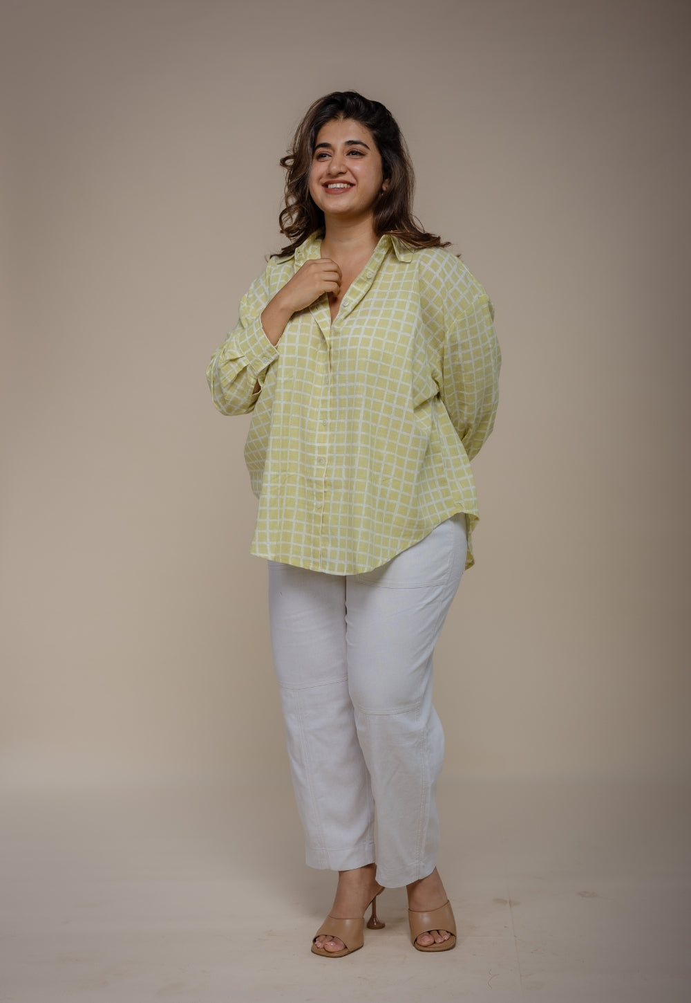 Ruhi Green Hand Block Print Slub Cotton Anti-Fit Shirt