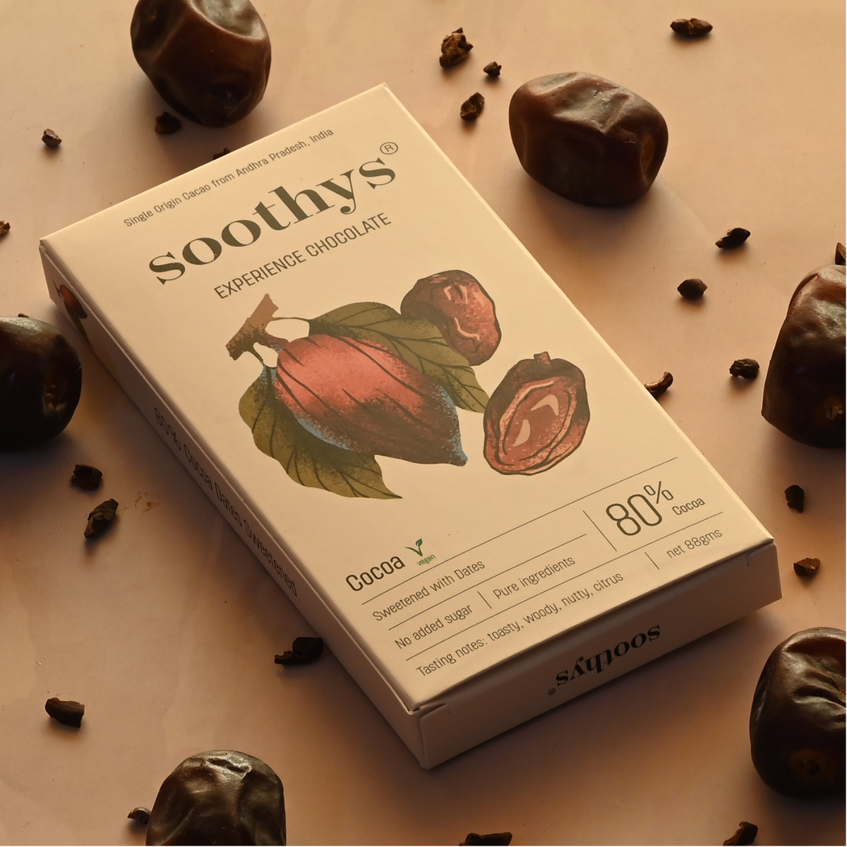 80% Dark Chocolate Bars | Vegan |Date Sweetened |No Refine Sugar| 88gms