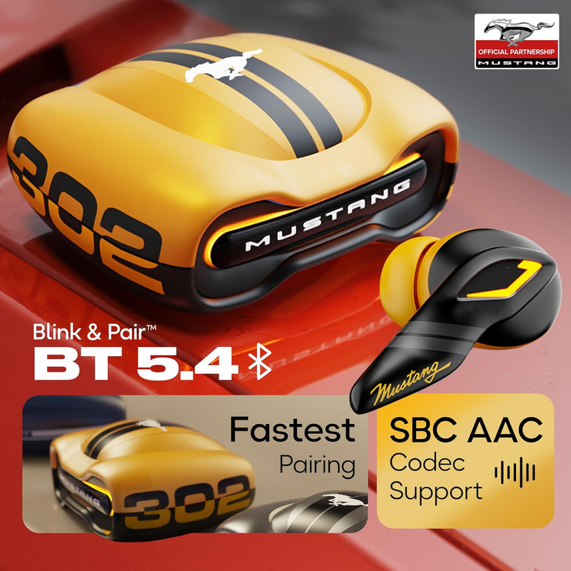 GOBOULT GOBOULT Mustang Torq Wireless in Ear Earbuds with 60H Playtime, App Support, Quad Mic ENC, 45ms Low Latency, 13mm Driver, Breathing LEDs, Made in India Ear Buds Wireless (Yellow) - image 7