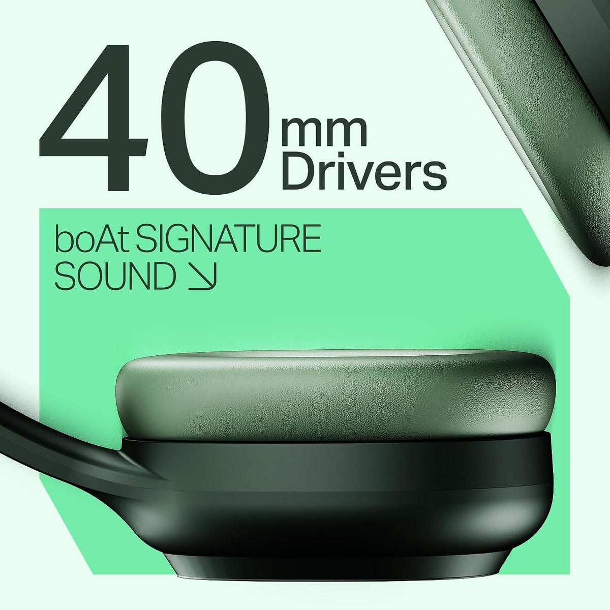 boAt Rockerz 421, 60H Battery, Low Latency(40Ms), 40Mm Drivers, ENx Tech, Stream Ad Free Music via App Support, Bluetooth Headphones, Wireless Over Ear Headphone with Mic (Sage Green)