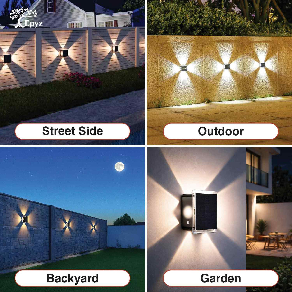 Solar Wall Light Outdoor 4 Side [ Multicolor, Pack of 1 ]