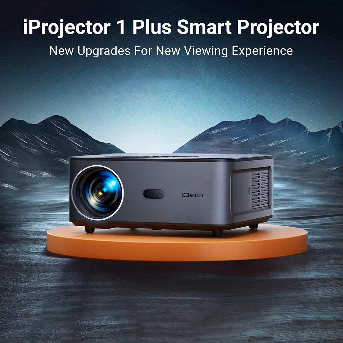 XElectron iProjector 1 Plus Smart Projector with Electric Focus & Auto Keystone | Native 1080P Full HD, 4K Support, Android 12, WiFi 6, Bluetooth 5.4, HDMI ARC, 20000 Lumens, 2GB+32GB, Home & Office