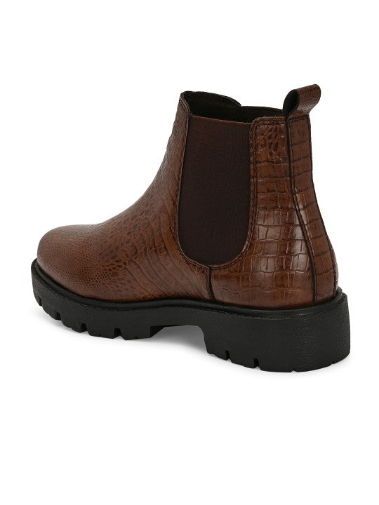 El Paso Women Textured Round Toe Chelsea Boots-3
