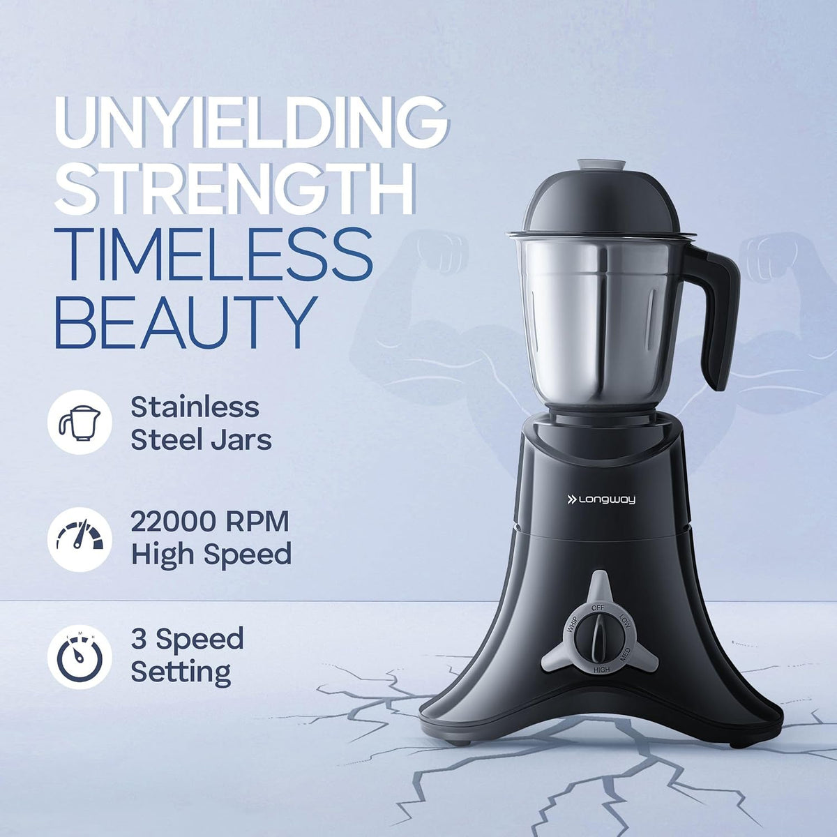 LONGWAY Longway Orion 900 Watt Juicer Mixer Grinder with 4 Jars for Grinding, Mixing, Juicing with Powerful Motor | 2 Years Warranty (Black) - image 3