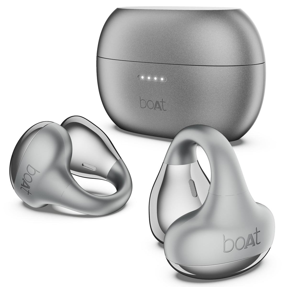 boAt boAt Airdopes Loop OWS Earbuds w/Clip-On Fit, Air Conduction Tech, 50HRS Battery, 4Mics ENx, Dual EQ Modes, 12mm Drivers, 40ms Latency, ASAP Charge, OWS Ear Buds Earphones(Cool Grey) - main image