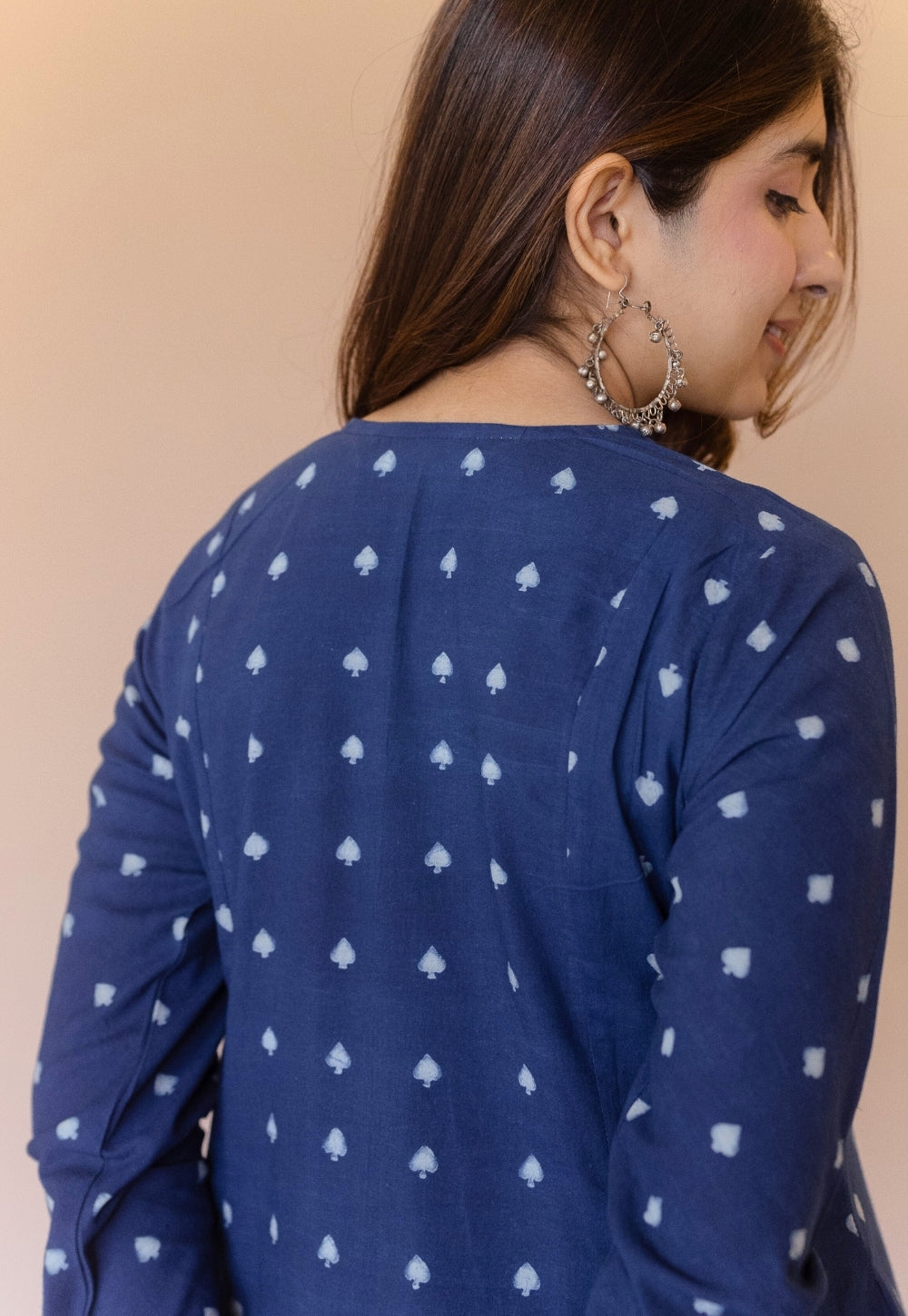 Shinat Blue Dabu Cotton Kali Kurta