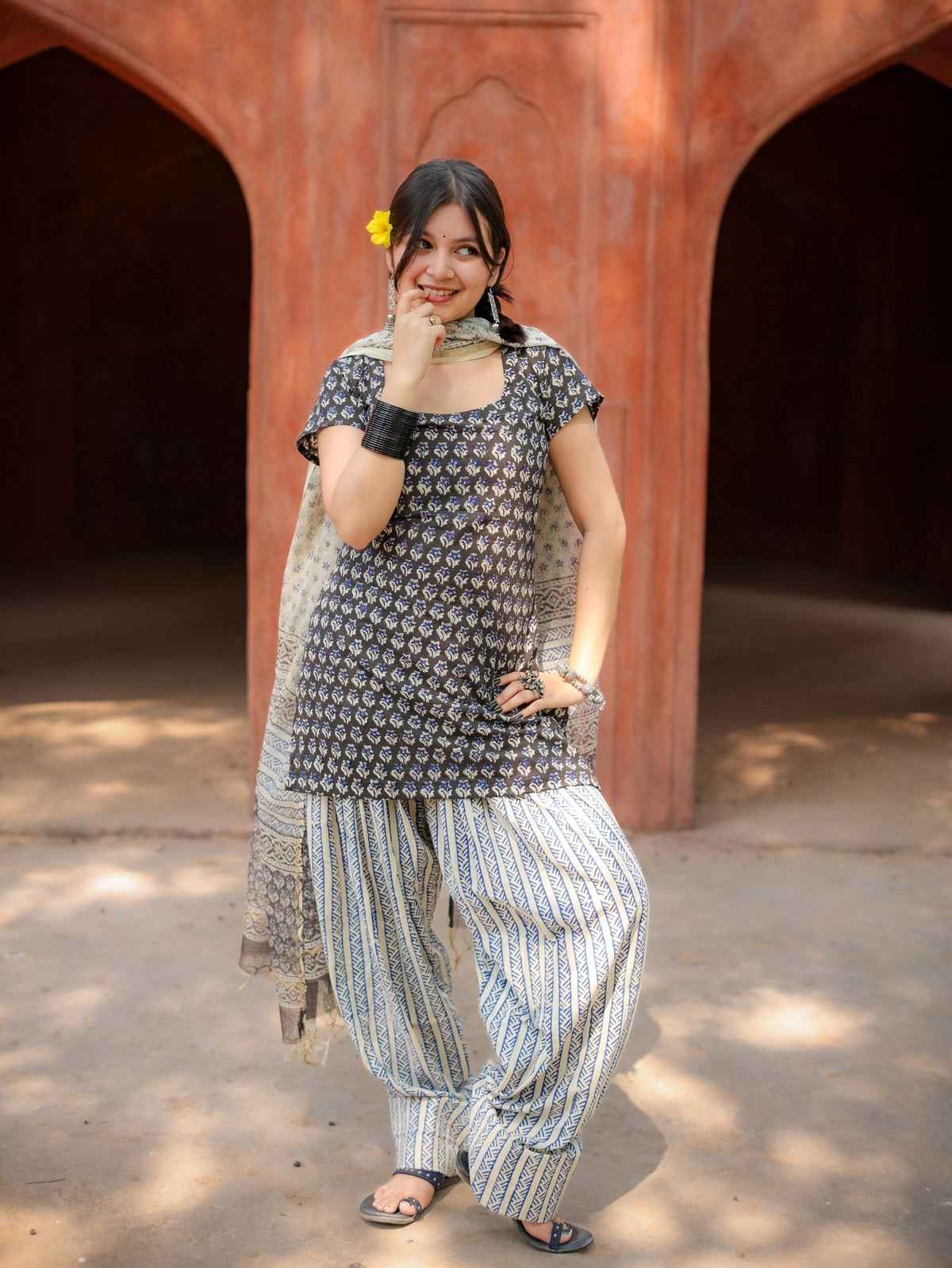 Moon Heer Black & Blue Farshi Salwar Set with Dupatta