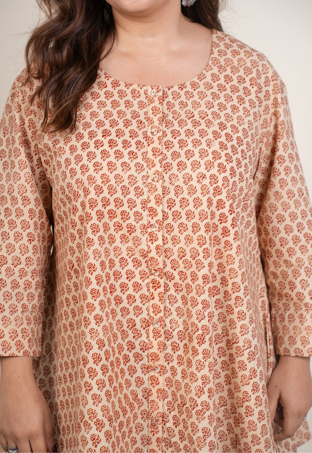 Urva White Bagru Cotton A Line Short Top
