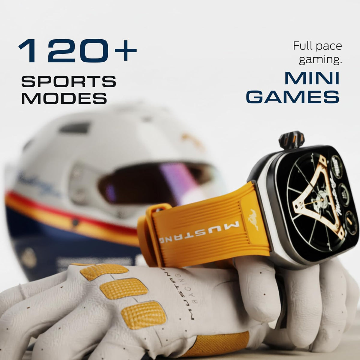 GOBOULT GOBOULT Mustang Muscle Smart Watch 2.01'' 3D Curved Display, Convertible Strap, Premium Metallic Crown, BT Calling, 600 Nits Brightness, AI Voice Assistant, IP68 (Extra Strap, Black Eclipse) - image 7