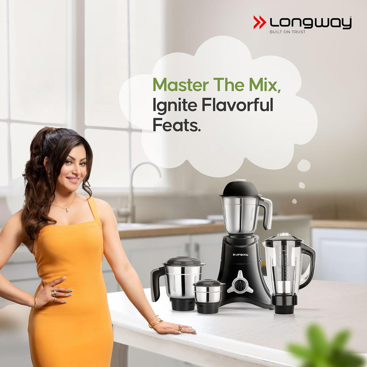 LONGWAY Longway Orion 900 Watt Juicer Mixer Grinder with 4 Jars for Grinding, Mixing, Juicing with Powerful Motor | 2 Years Warranty (Black) - image 2