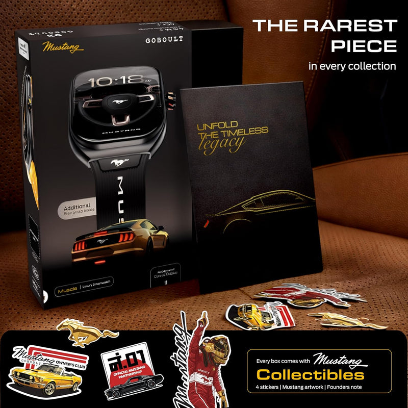 GOBOULT GOBOULT Mustang Muscle Smart Watch 2.01'' 3D Curved Display, Convertible Strap, Premium Metallic Crown, BT Calling, 600 Nits Brightness, AI Voice Assistant, IP68 (Extra Strap, Black Eclipse) - image 8