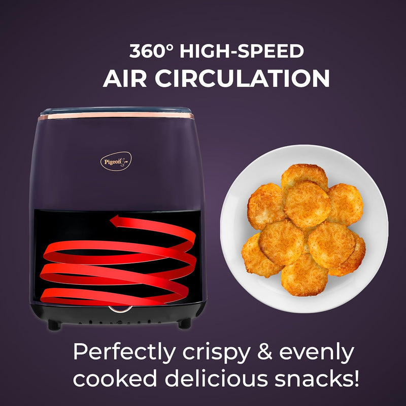 Pigeon Pigeon Healthifry Plus Digital Air Fryer, 360° High Speed Air Circulation Technology 1400 W with Non-Stick 4.2 L Basket - Purple - image 5