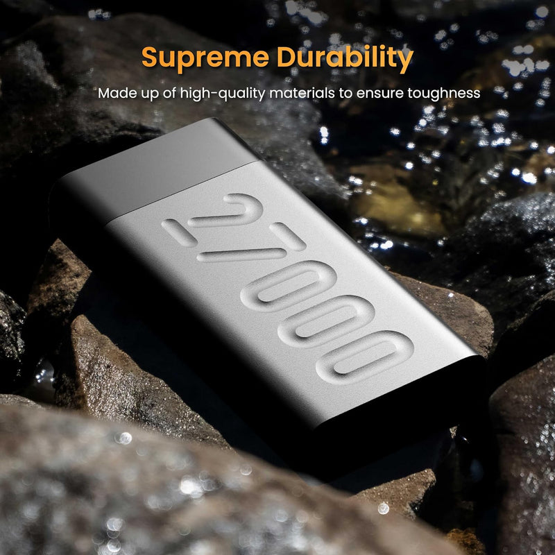 Ambrane Ambrane 27000mAh Powerbank, 20W Fast Charging, Triple Output (2 USB & 1 Type C), PD, Quick Charge for iPhone, Android & Other Devices, Made in India + Type C Cable (Stylo Pro 27K, Black) Black (22.5W) 27000 mAh (22.5W) - image 8