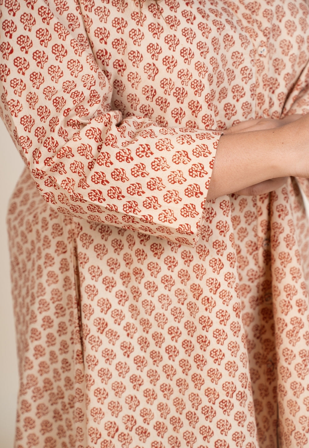Urva White Bagru Cotton A Line Short Top