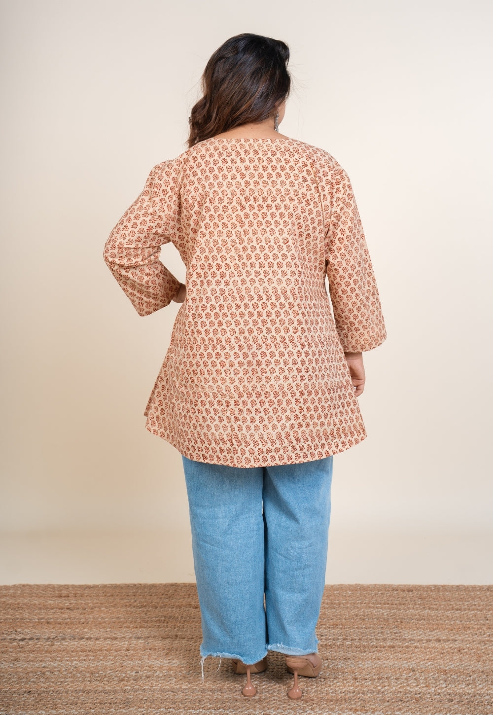 Urva White Bagru Cotton A Line Short Top