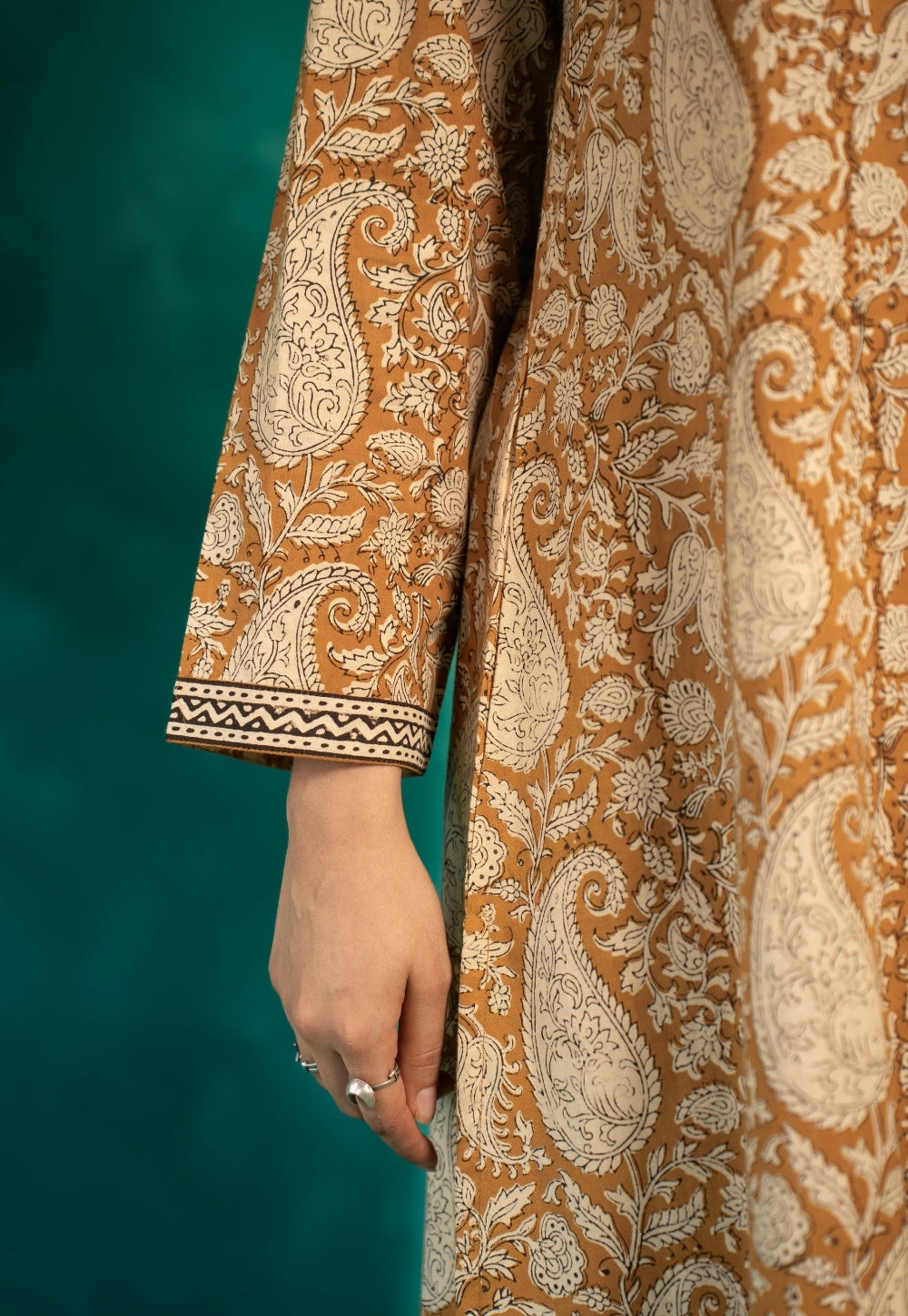 Zasha Yellow Bagru Cotton A Line Kurta