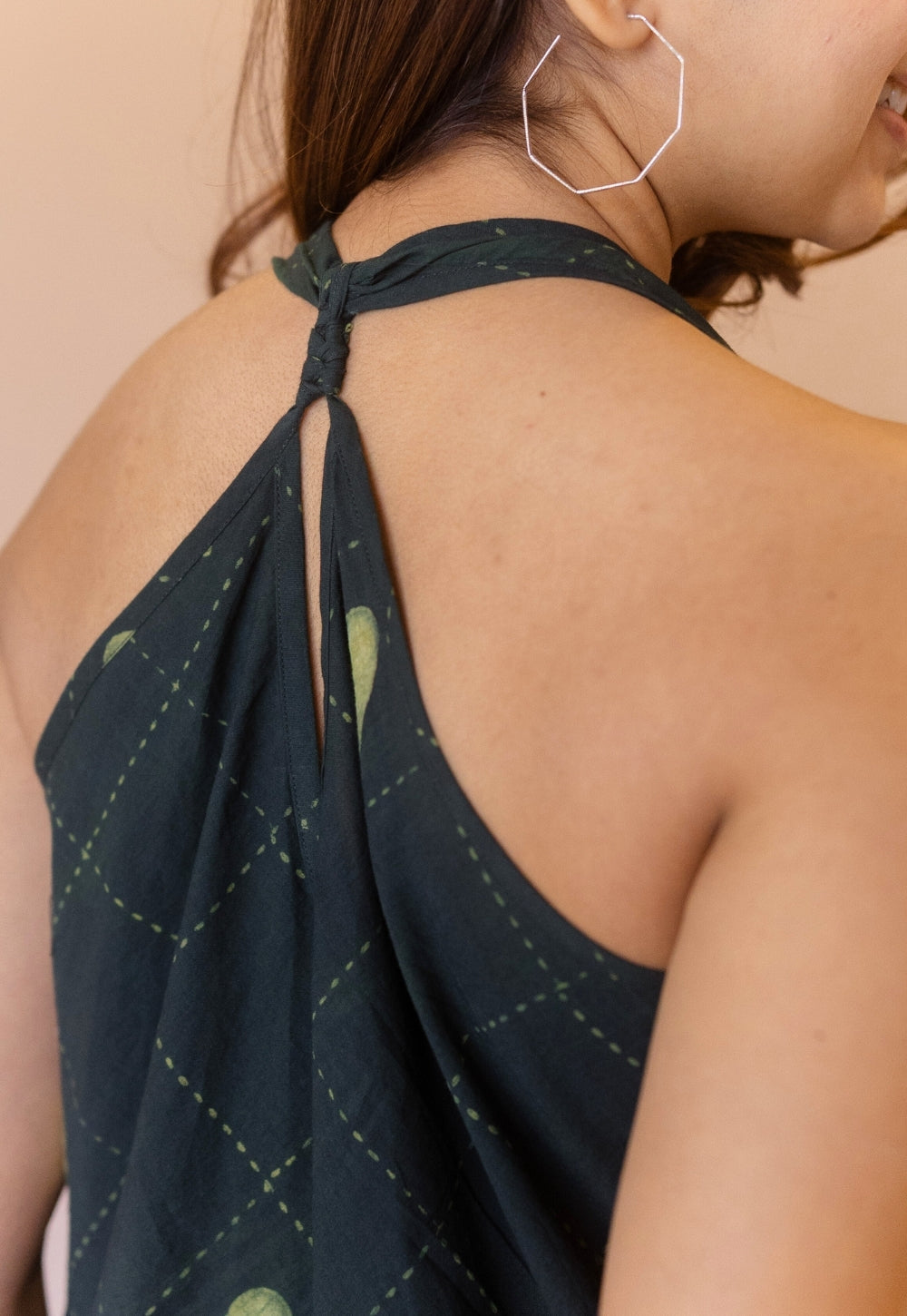 Tashi Green Dabu Cotton A Line Dress