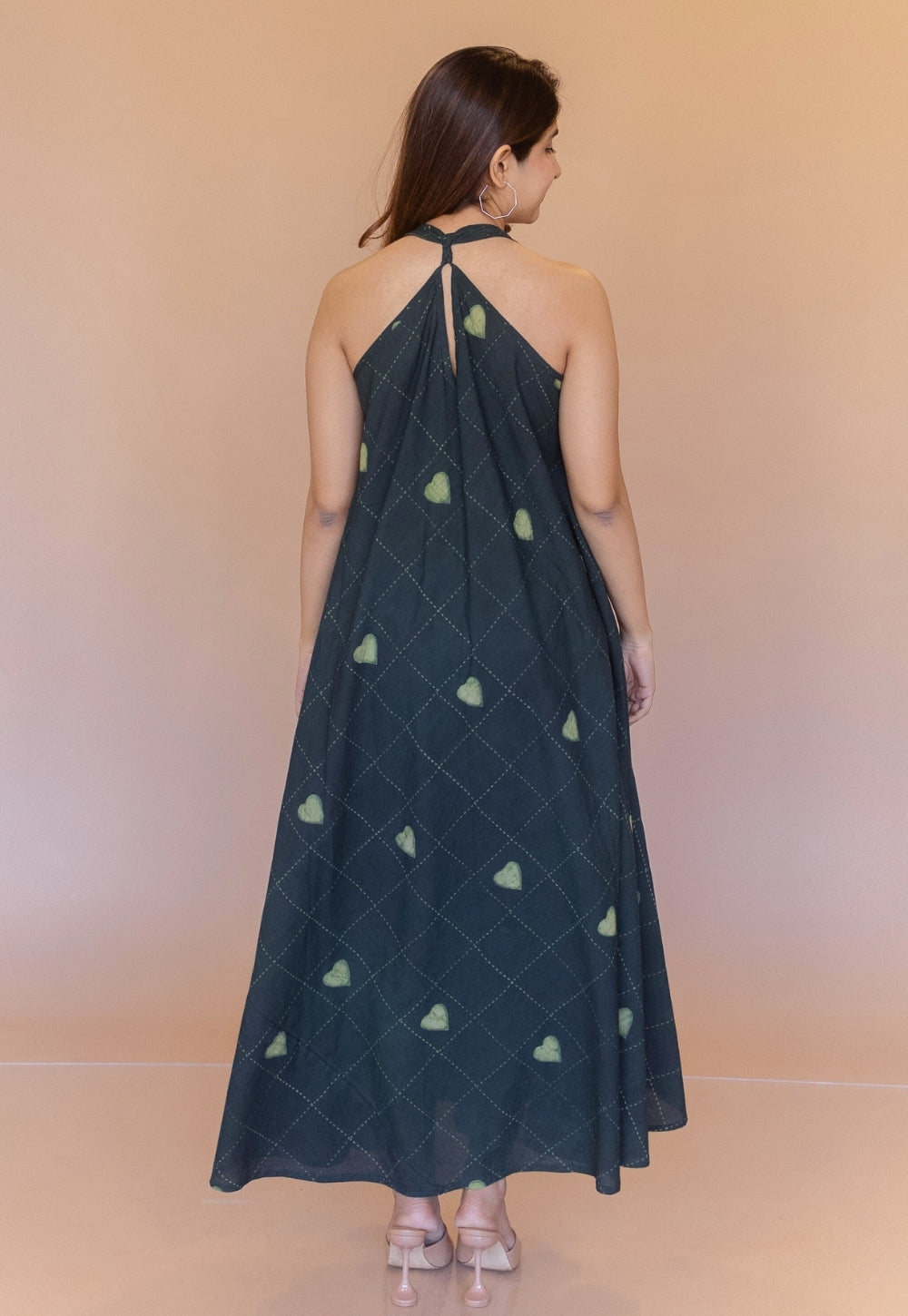 Tashi Green Dabu Cotton A Line Dress