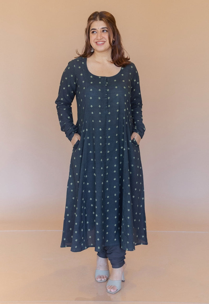 Miral Green Solid Slub Cotton Churidar
