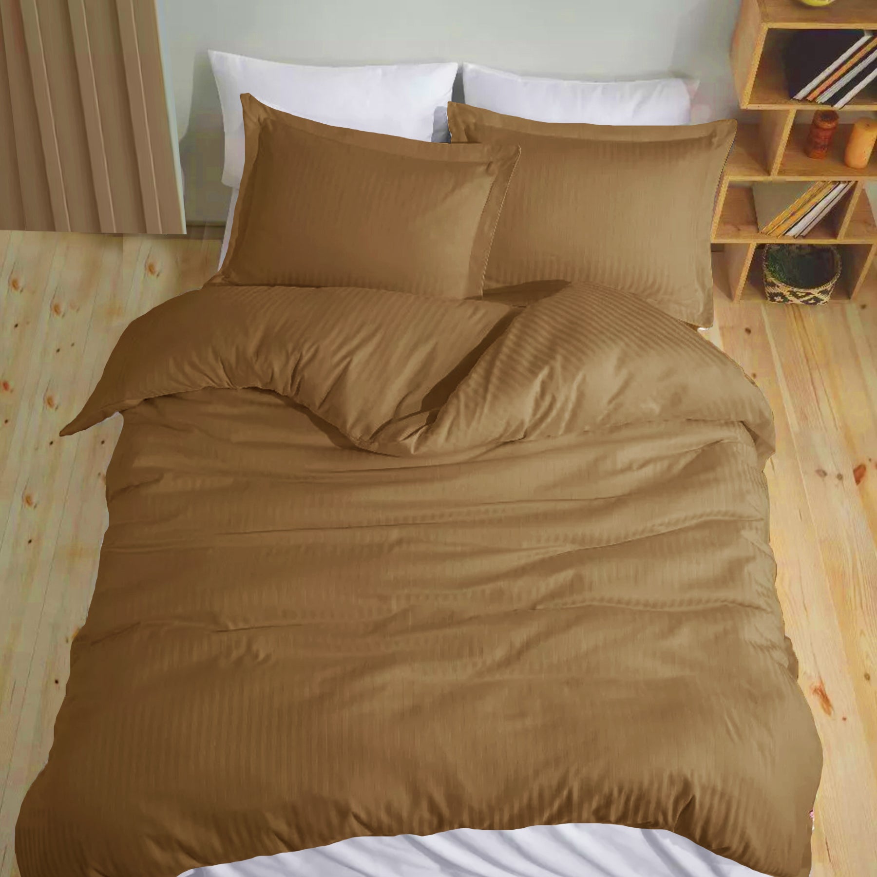 Breton Mellow - Satin Stripe Duvet Cover (Taupe)-8