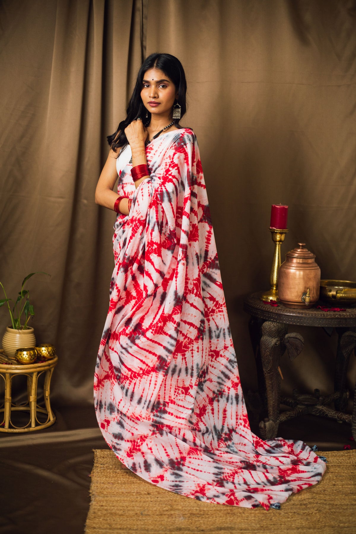 Cotton Mul Tie Dye Saree Laal Ishq-8