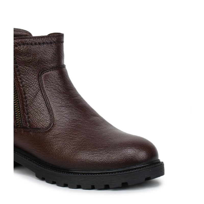 Genuine Leather Zipper Boots for Women - 9051