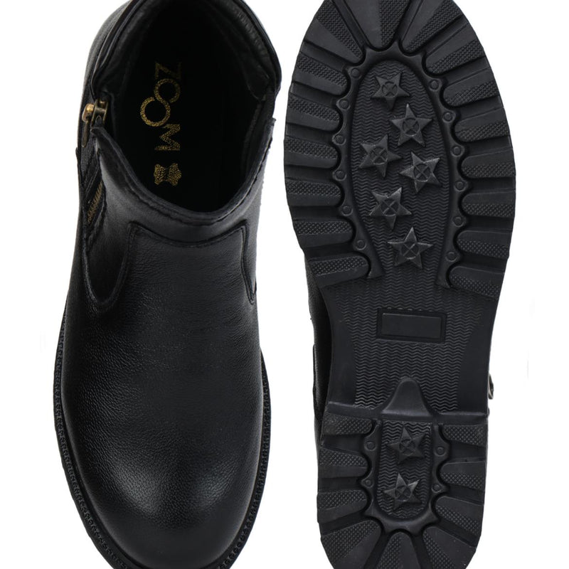 Genuine Leather Zipper Boots for Women - 9051