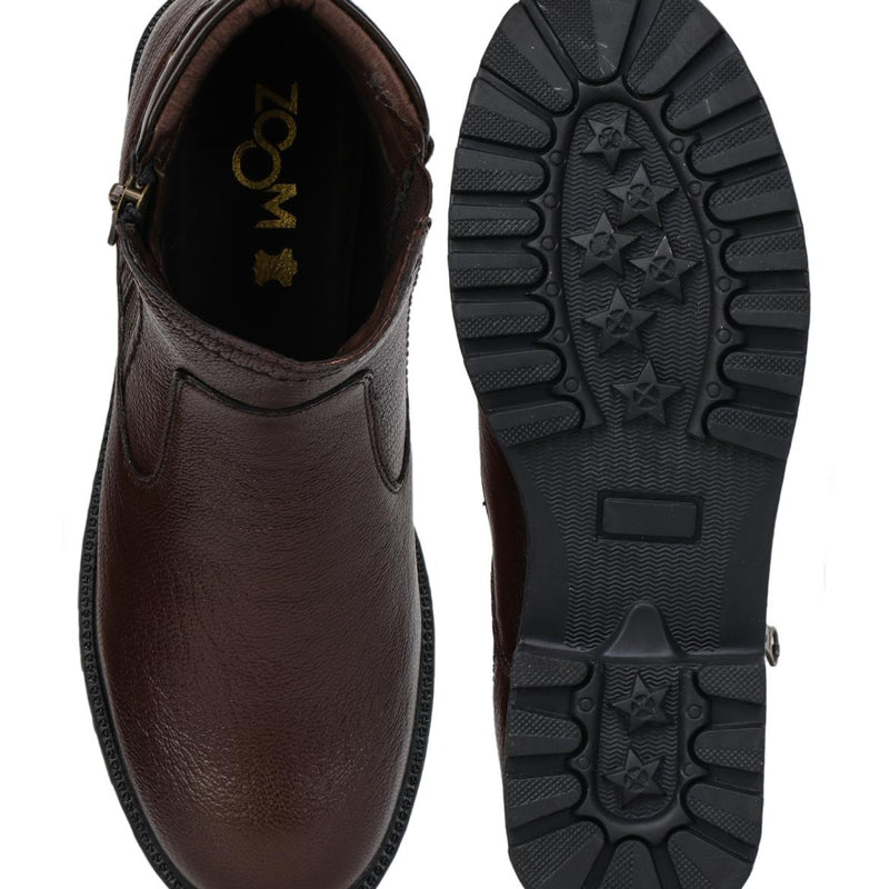 Genuine Leather Zipper Boots for Women - 9051