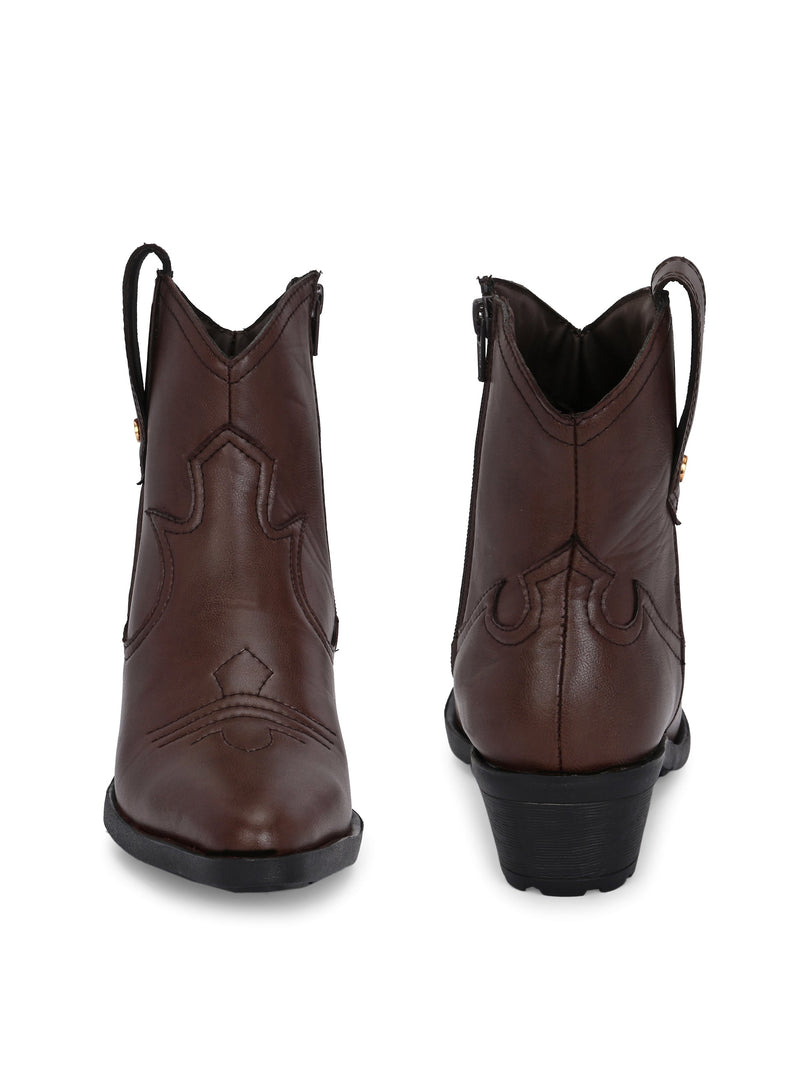 EL PASO Women Faux Leather Casual Slip On Cowboy Boots-6