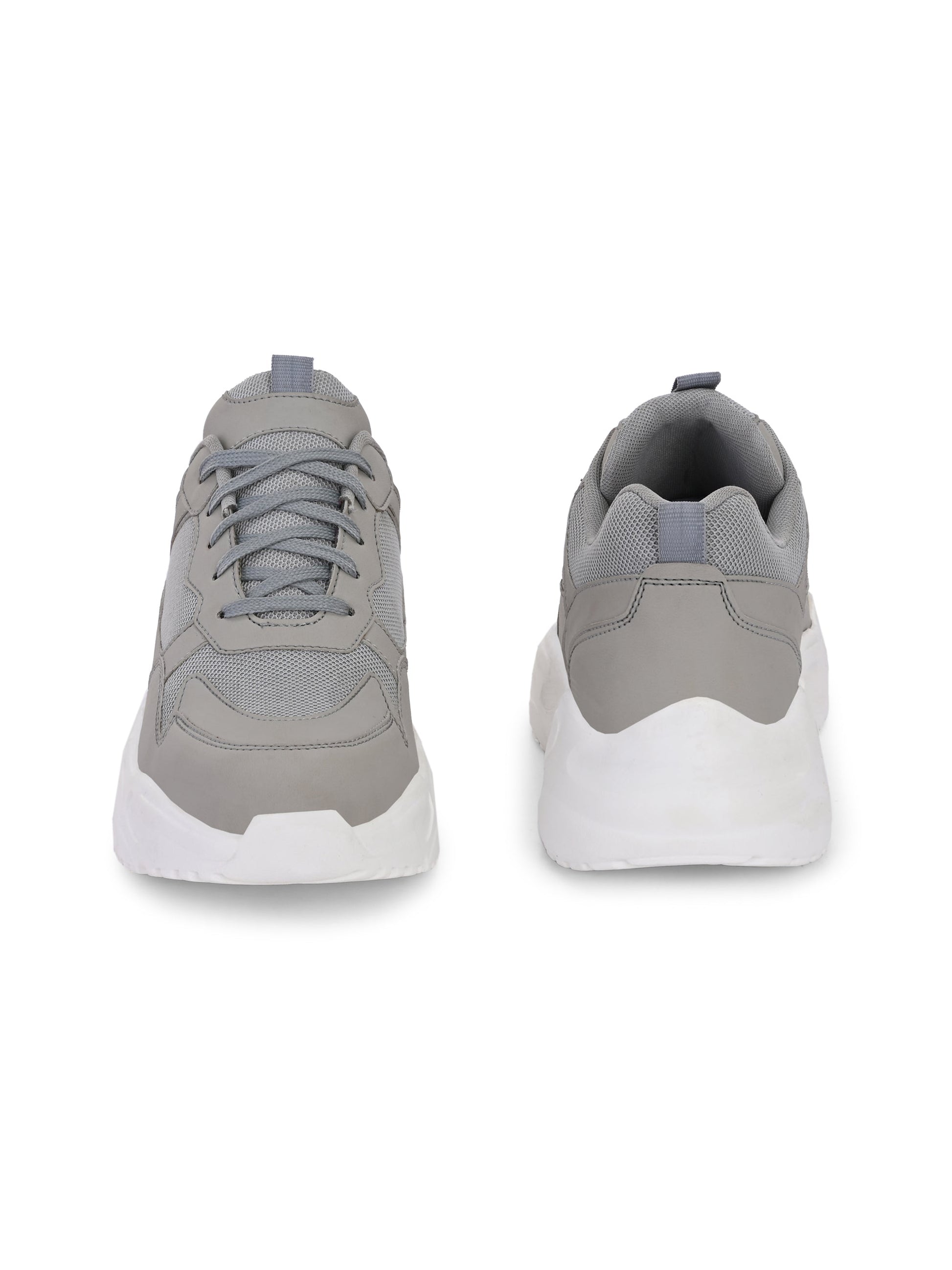 EL PASO Men Grey Faux Leather Casual Lace Up Sneakers-7