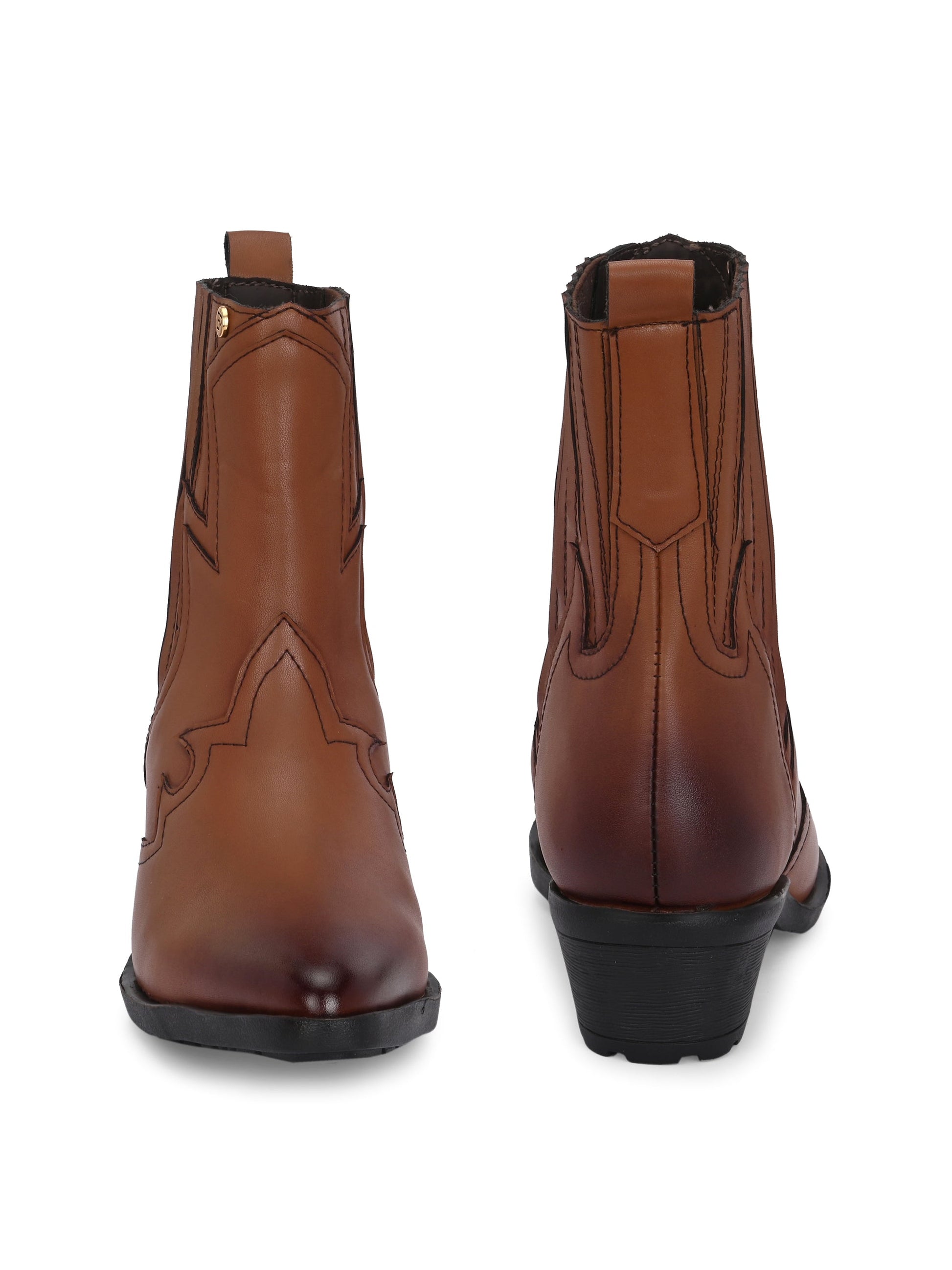 EL PASO Women Faux Leather Casual Slip On Cowboy Boots-14